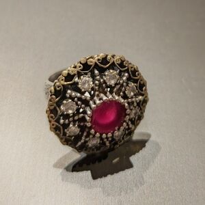 Elegant 925 Silver Ring with Genuine Ruby Gemstone -Size 7